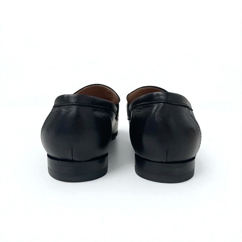 Hermes Paris Loafers Shoes Leather Black Silver Moccasins Flat Hhardware