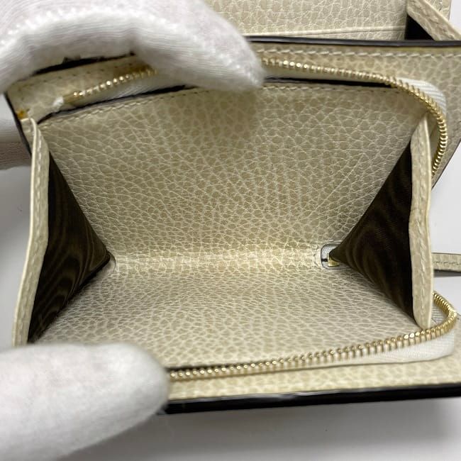 Gucci Bifold Wallet Beige White Marmont 598587 Excellent Condition