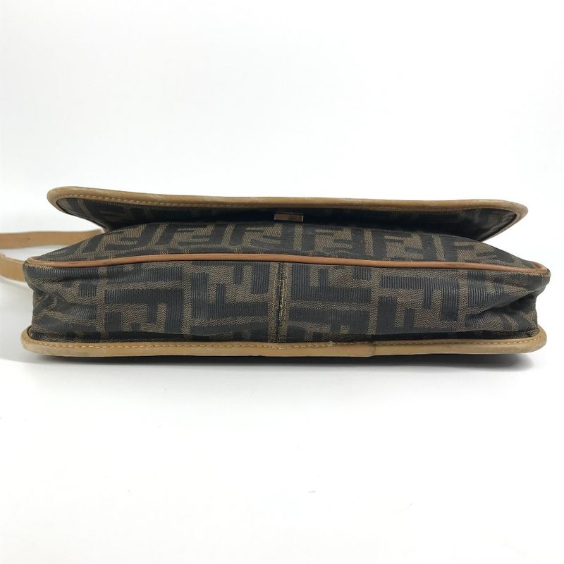 Fendi Shoulder Bag Zucca Logo Pvc/leather Brown
