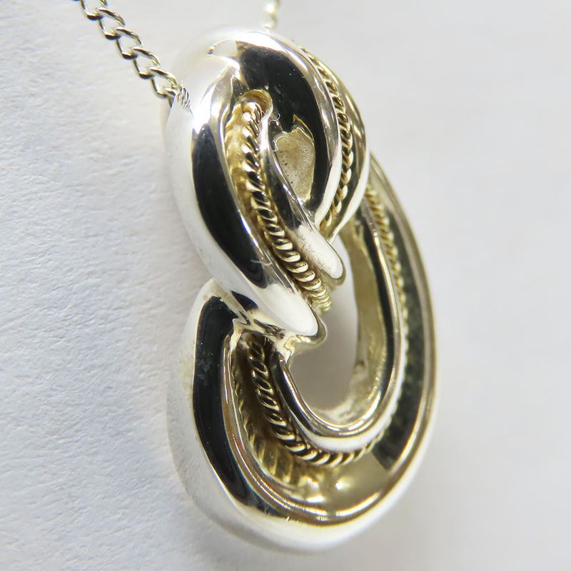 Tiffany & Co Necklace Twisted Knot Rope Silver 925 18K Yellow Gold Approx 3.8g