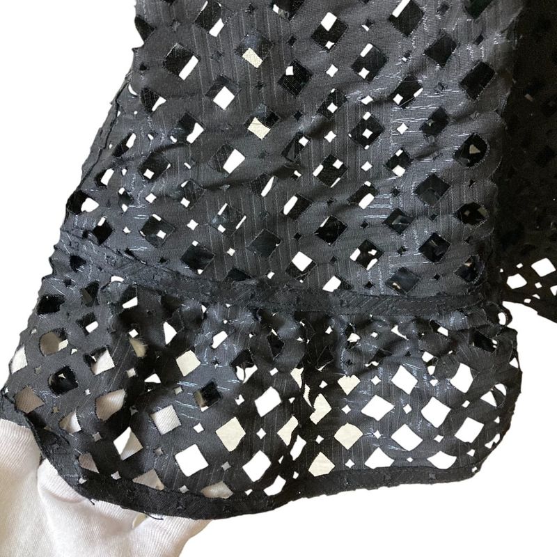 Good Fendi Short Sleeve Cutwork Shirt Blouse Size 40 Black Ladies Used