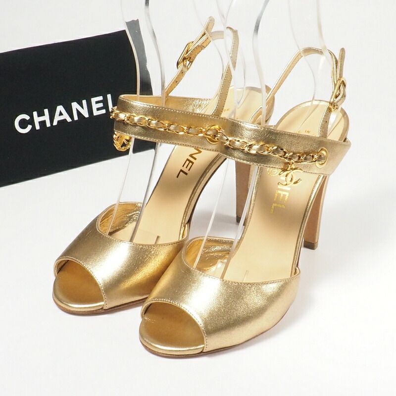Chanel Sandals Size 36 1 2C Leather Back Strap Sandals Shoes CC Logo Coco Mark