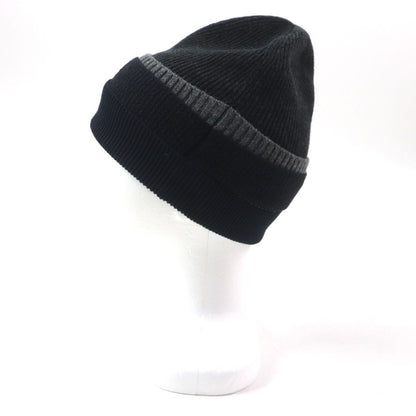 Louis Vuitton Cashmere Wool LV Logo Embroidered Knit Cap Gray Black Navy M