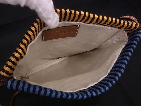 Loewe Pauraz Ibiza Anagram Canvas Stripe Shoulder Bag Crossbody Ivory