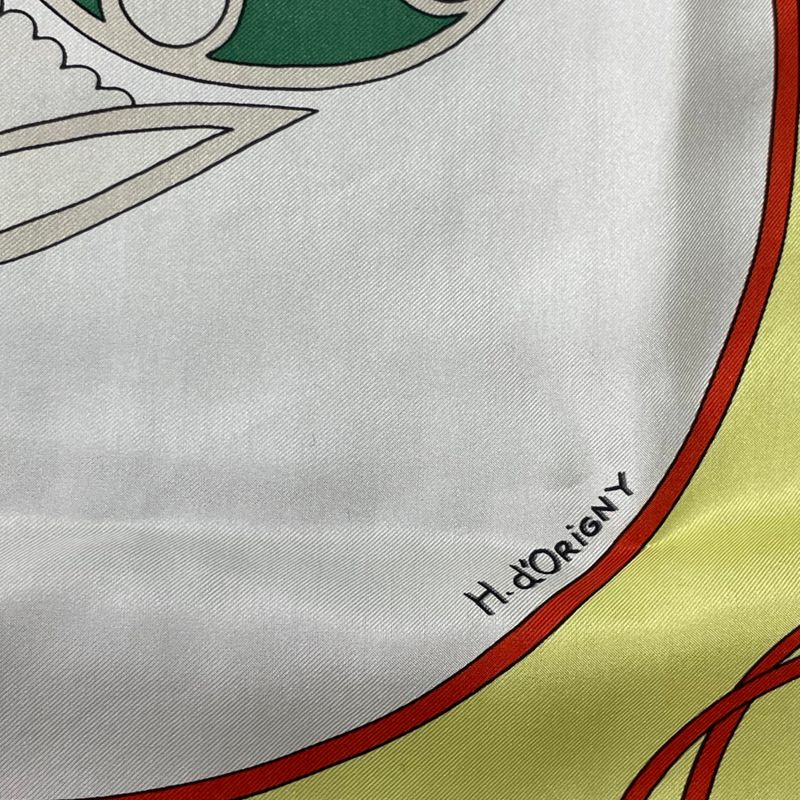 Hermes Carre 140 Large Scarf Silk Folklore Yellow