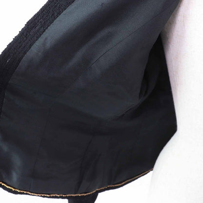 CHANEL Vintage Wool 100% Silk Lining No Collar With Coco Mark Gold Buttons