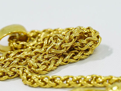 Authentic Chanel Coco Mark Necklace Pendant GP Gold Plated Brown Coco Mark