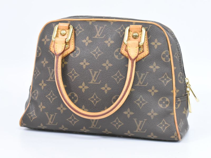Authentic Louis Vuitton LV Manhattan PM Monogram Handbag Brown M40026 Manhattan