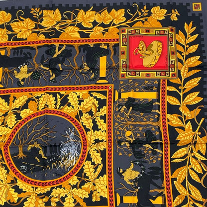 Hermes Carre 90 Musique DES Dieux Music Of The Gods Scarf Silk Black