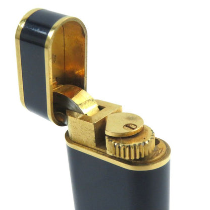 Cartier Lacquer Oval Logoed Gas Lighter Smoking Goods Navy Gold