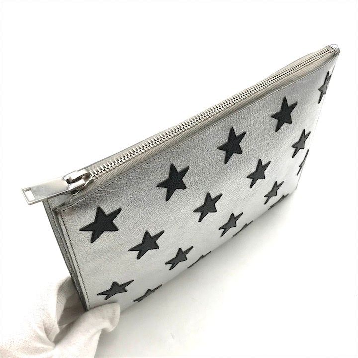 Saint Laurent Star Patchwork Metallic Leather Clutch Pochette Pouch Case