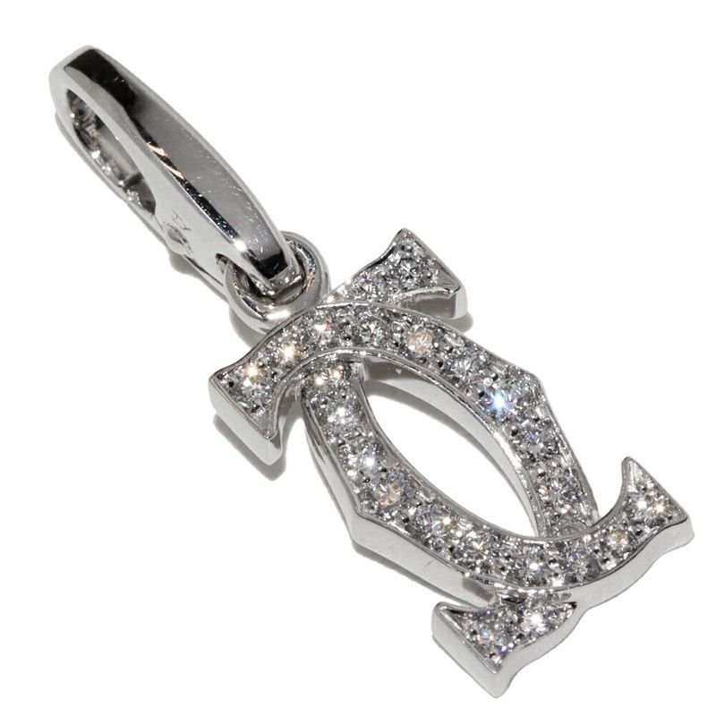 Cartier Pendant Top Charm 18K White Gold 24P Diamonds 2ccharm Full Diamonds