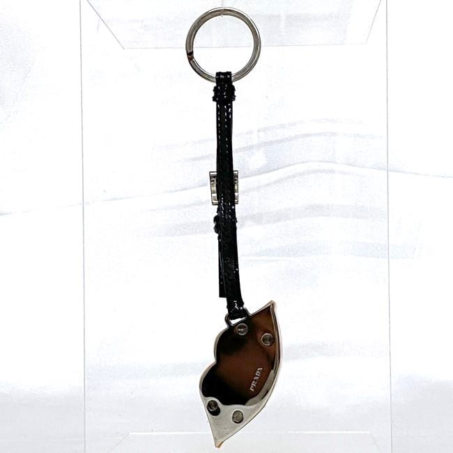 Prada Key Holder Orange Silver Black Excellent Condition Plastic Metal