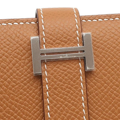 Hermes Long Wallet Bearn Souffle Vaux Epson Gold Silver Hardware Unused Brown