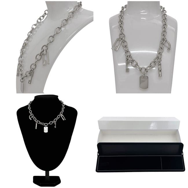 Gucci Necklace 5charm Silver Polished Excellent Condition Ag 925