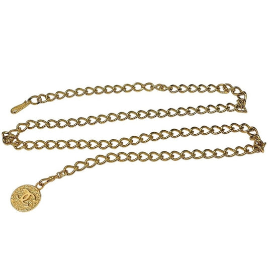 CHANEL Vintage CC Medallion Round Logo Chain Belt Gold