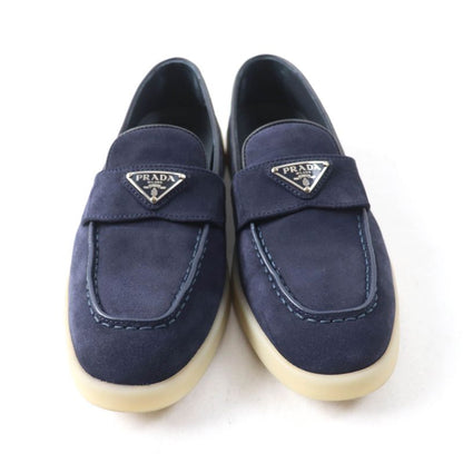 Prada 1d222n Triangle Logo Suede Leather Loafers Navy 35.5 With Box And Storage