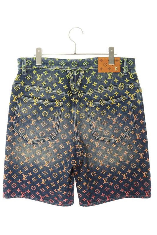 Louis Vuitton 23SS Rm231 YM4 Hod77x Rainbow Monogram Denim Half Pants Men's 31