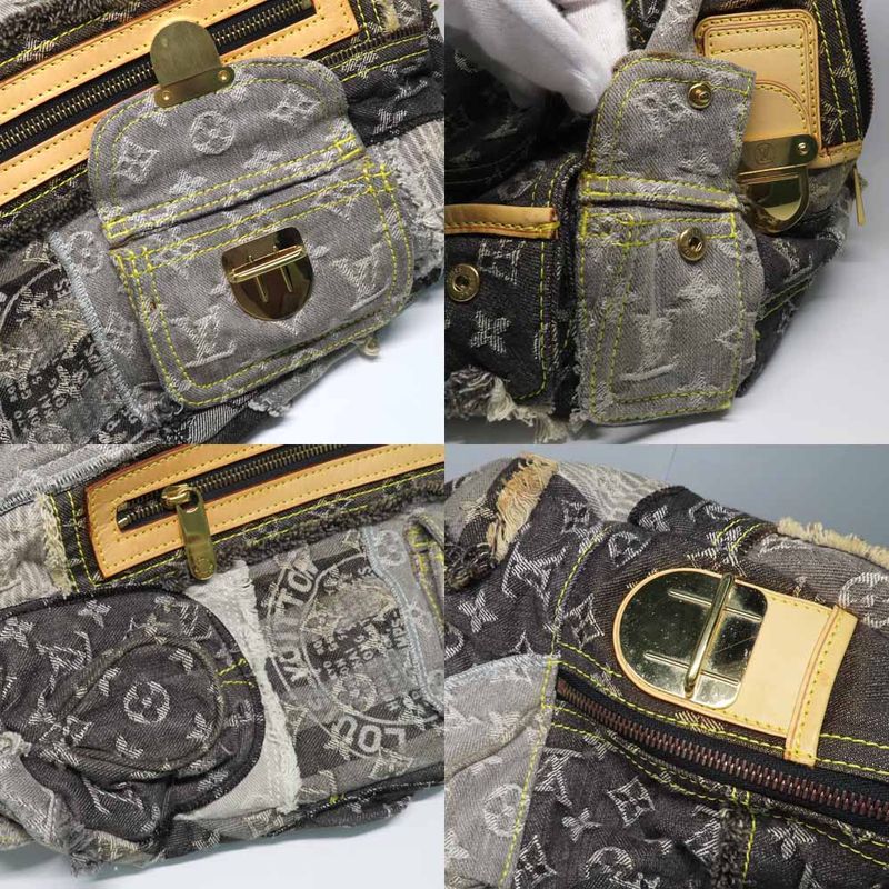 Louis Vuitton Bowery M95377 Monogram Denim Shoulder Tote Bag Gray