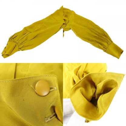 Christian Dior Blouse M Silk Mustard Bow Tie Blouse Top Apparel Women Ladies