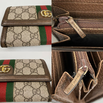 Gucci Ophidia GG Continental Wallet Sherry Line GG Supreme Long Wallet