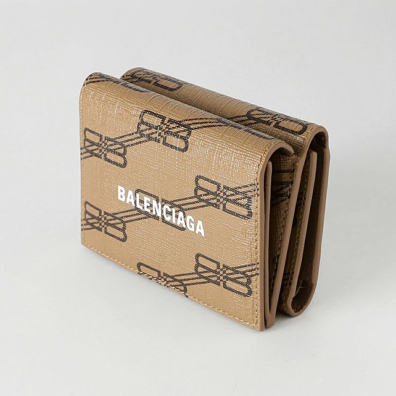 Balenciaga Trifold Wallet Beige/brown Monogram