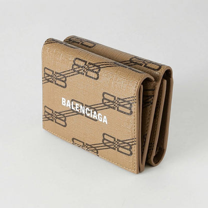 Balenciaga Trifold Wallet Beige/brown Monogram