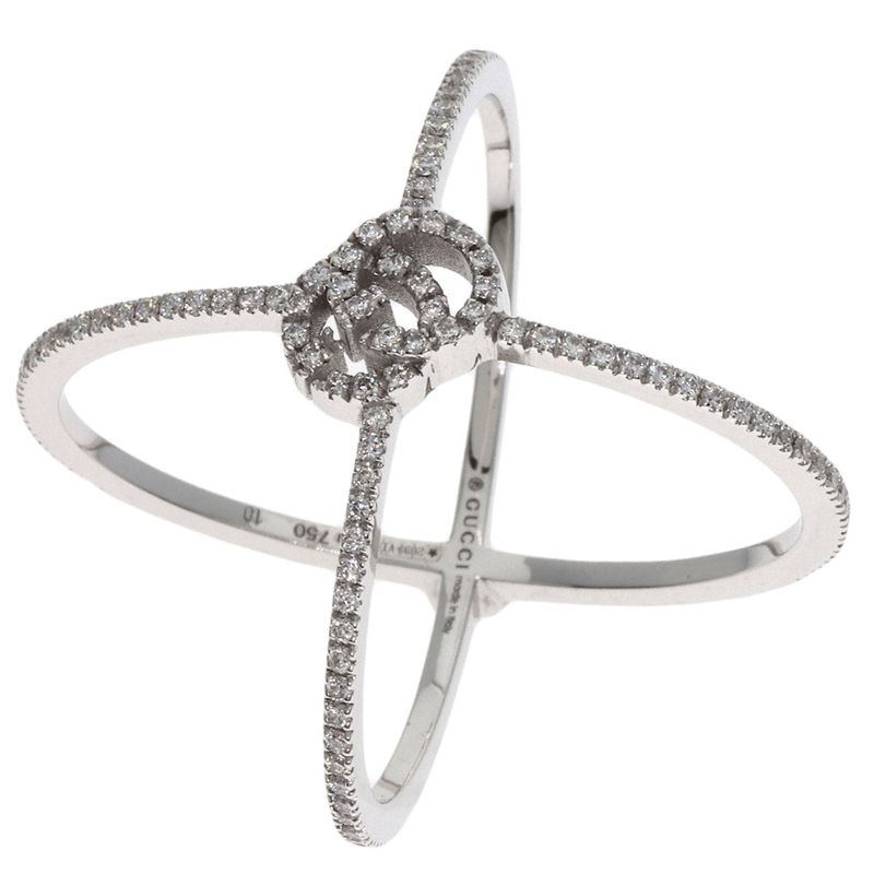 Gucci GG Running Diamond #10 Ring - 18K White Gold Ladies