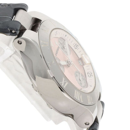 Cartier W1020012 Chronoscaf SM Wristwatch SS Leather Ladies