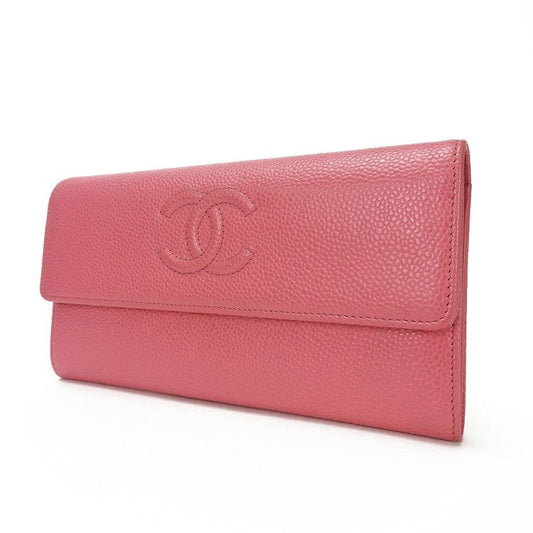 Chanel Long Wallet Fold Long Wallet Pink Caviar Skin Coco Mark Chanel 22nd