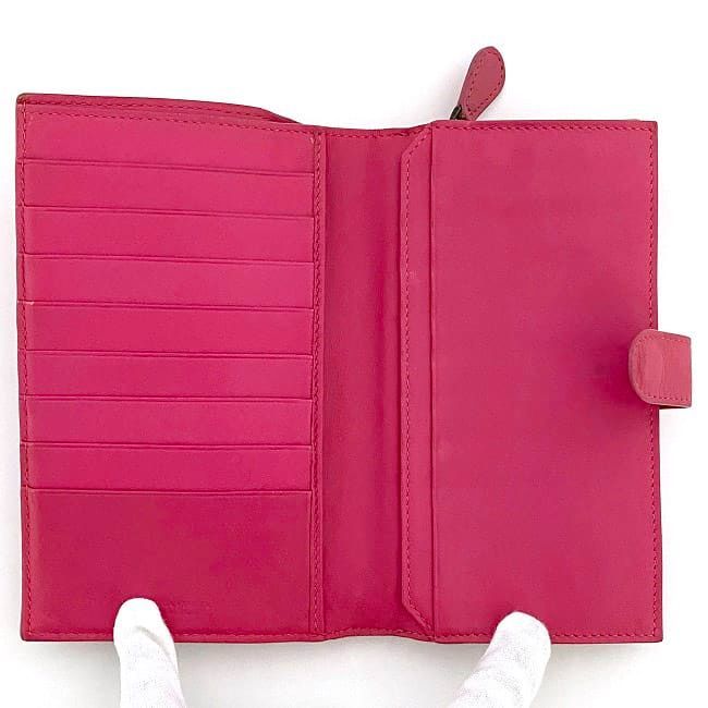 Bottega Veneta Bifold Wallet Pink Intrecciato Excellent Condition Hook