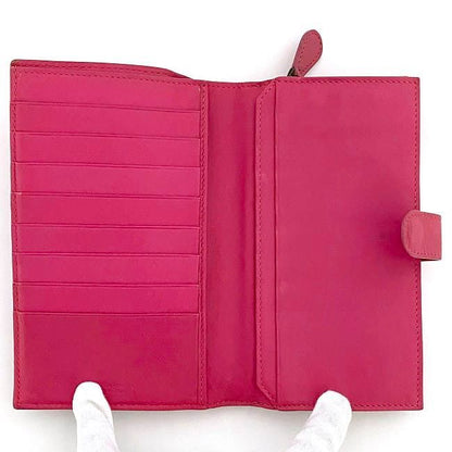 Bottega Veneta Bifold Wallet Pink Intrecciato Excellent Condition Hook