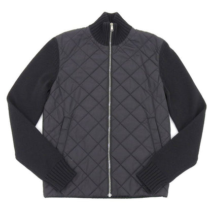Prada 2018 Umc898 Nylon Quilted 100% Wool High Neck Driver's Knit Sweater 46 M
