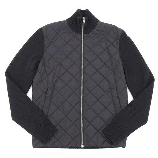 Prada 2018 Umc898 Nylon Quilted 100% Wool High Neck Driver's Knit Sweater 46 M