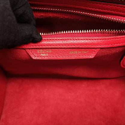 Celine Luggage Micro Shopper Red Leather U-at-0124 U-cu-0124