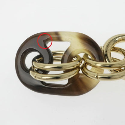 Hermes Yulidice PM Earrings Buffalo Horn Pair Brown Gold Hardware