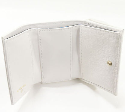 Chanel Trifold Wallet With Coin Purse Classic Small Flap Wallet Grained Shiny