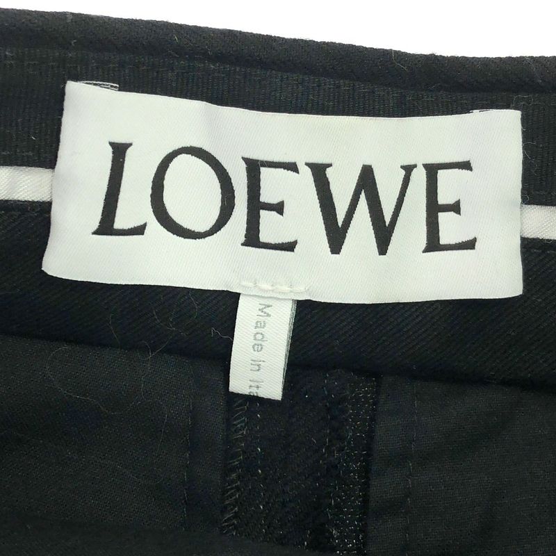 Loewe Cotton Wool Striped Drape Trouser Pants S540y04x16 Black 34