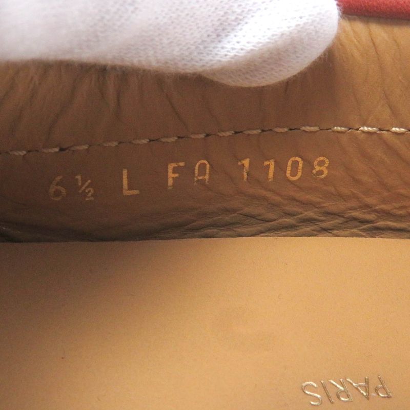 Louis Vuitton LV Logo Hardware Suede Leather Loafers Driving Shoes Red 6.5 Made