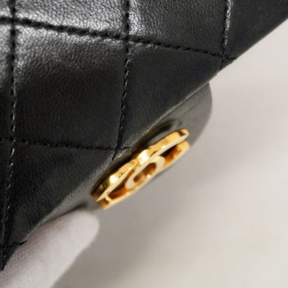 Chanel Shoulder Bag Matelasse Lambskin Black Gold Hardware Women
