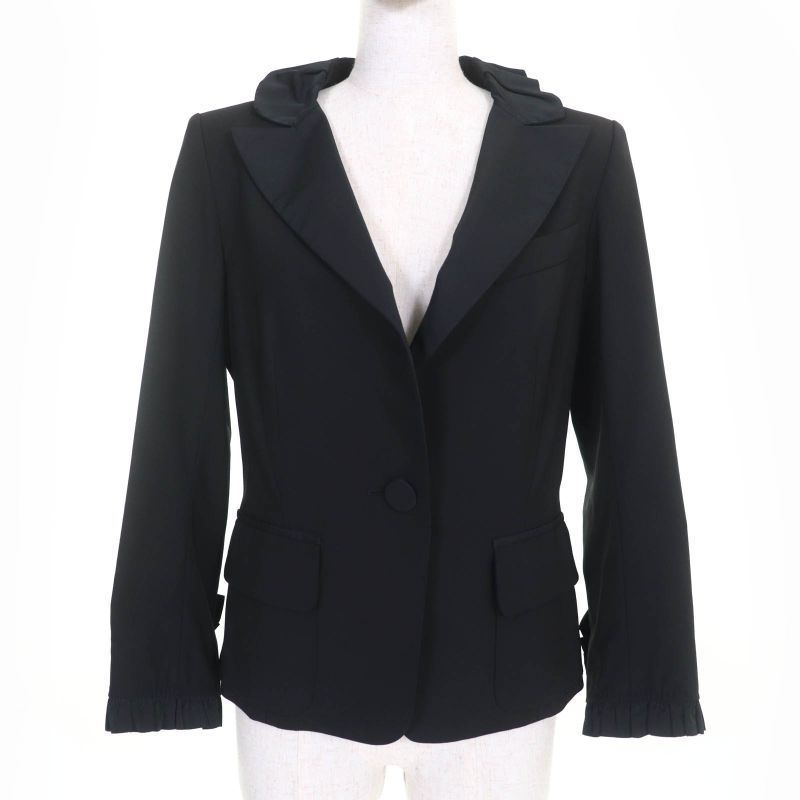 Louis Vuitton 09SS Wool Silk Blend Lined Monogram Mini Ruffle Design Jacket