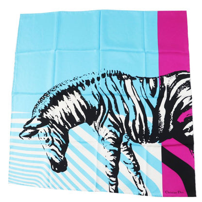Christian DIOR 2022 D-jungle Pop Silk 100% Zebra Print Scarf Light Blue Purple