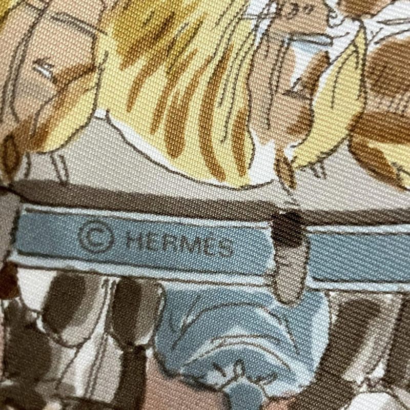 Hermes Scarf Carré 90 Ivory×dark Brown×multi Cirque Molier