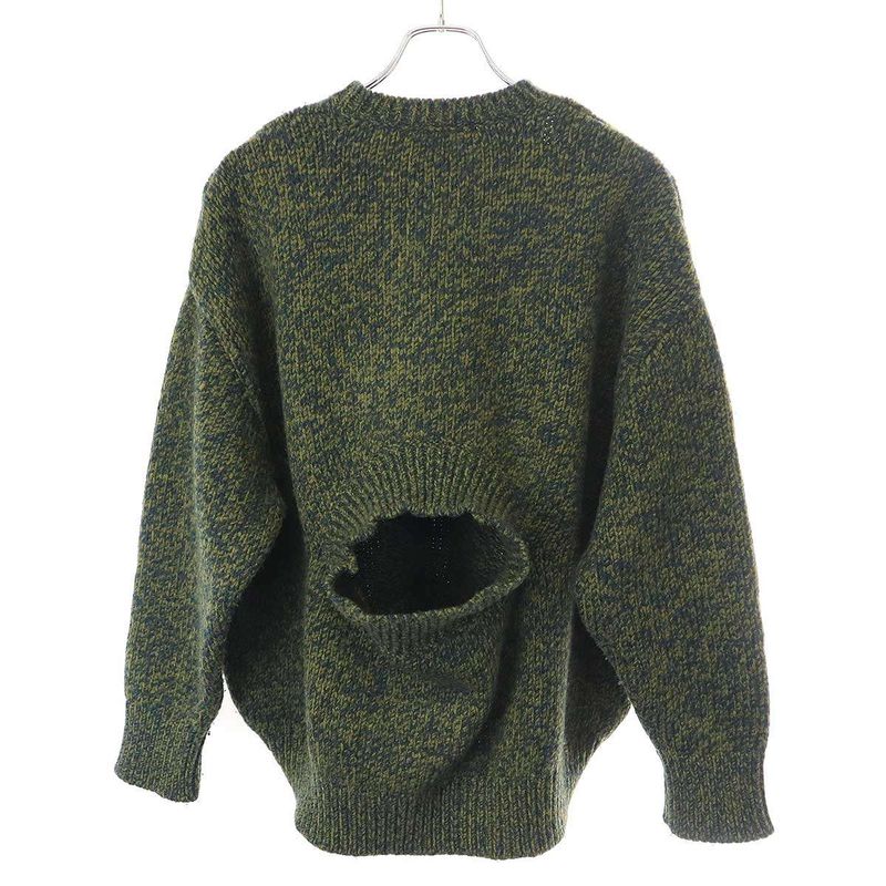 Loewe 23aw Wool Trommelange Trompe L'oeil Knit Sweater S540y14kds Khaki XS
