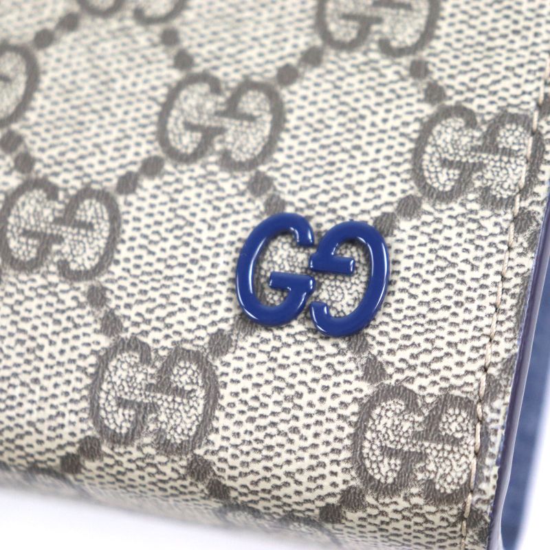 Gucci 768255 GG Supreme Canvas Leather Gghardware Bicolor Small Pouch Clutch