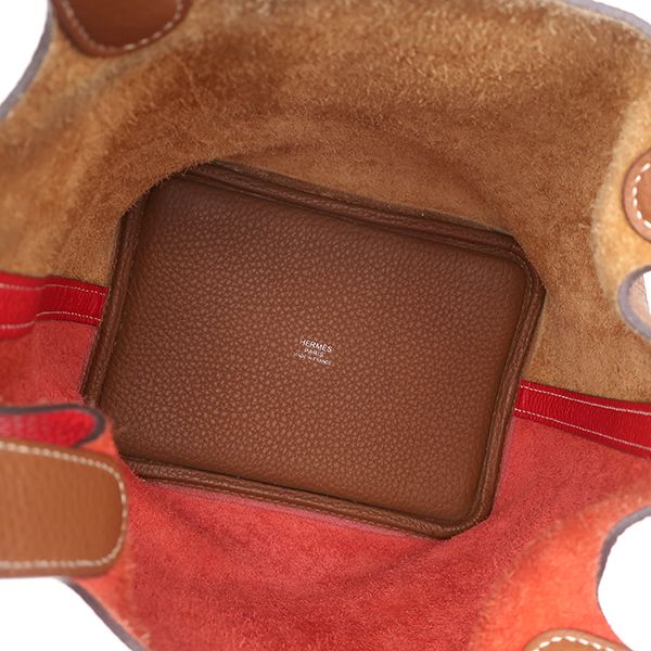 Hermes Handbag Picotin Lock PM Cazac Taurillon Clemence Rouge Coup and Gold