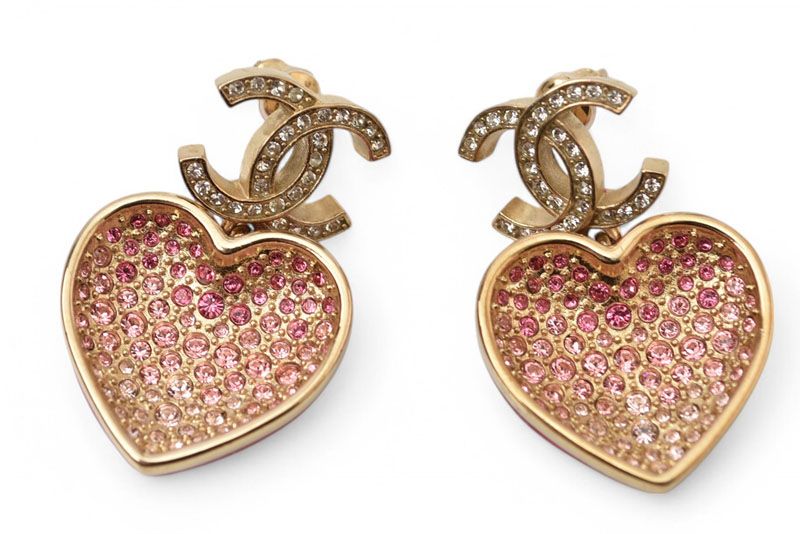 Chanel Earrings Chanel CC Coco Heartmochief Gold Rose C23