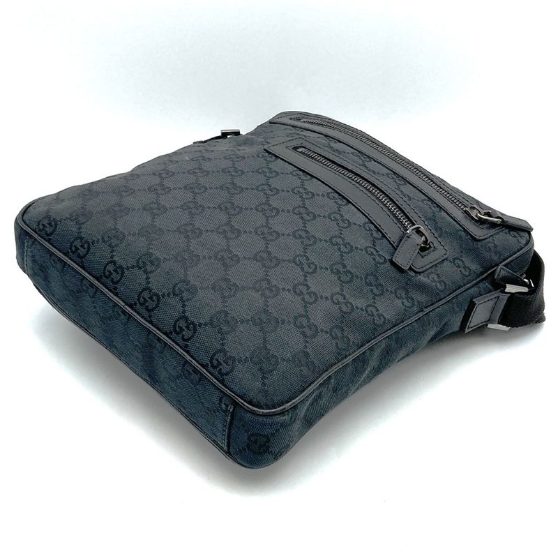 Gucci 92551 Shoulder Bag GG Canvas Black Ladies Men Fashion Vintage Gift