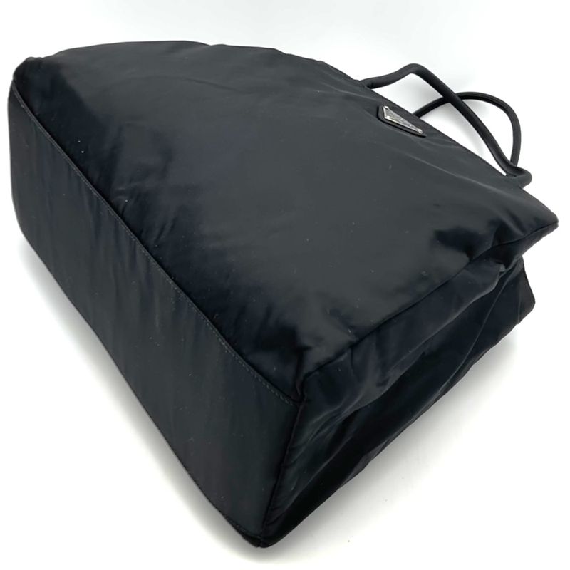 Prada Tote Handbag Black Nylon Women Men Triangle Logo