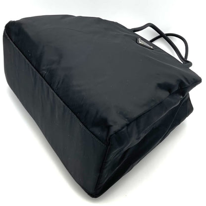 Prada Tote Handbag Black Nylon Women Men Triangle Logo